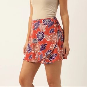 Forever 21 floral print wrap around multicolor skirt
